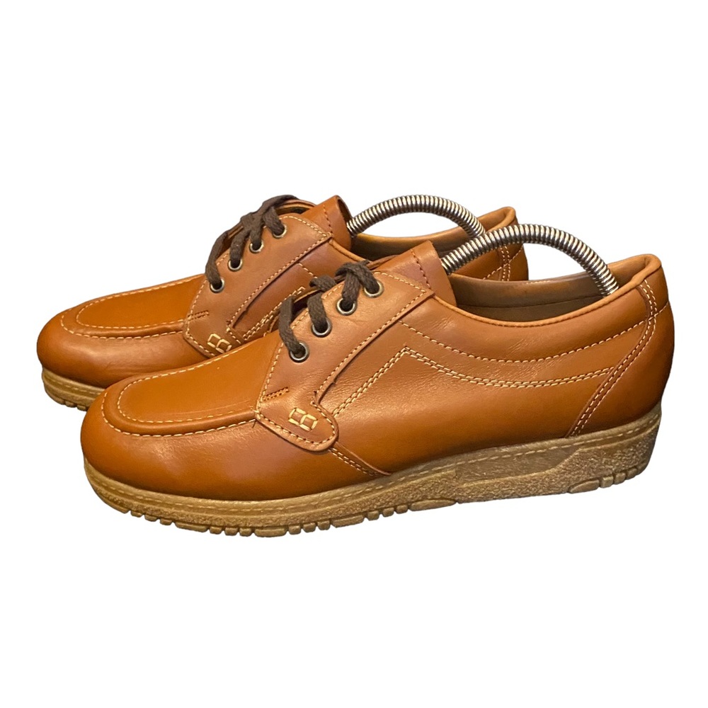 Vintage Lace Up Moc Toe Shoe Mens 9.5 M Crepe Rubber Sole Unbranded Casual